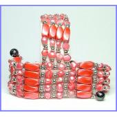 36inch Orange Pearl Magnetic Wrap Bracelet Necklace All in One Set